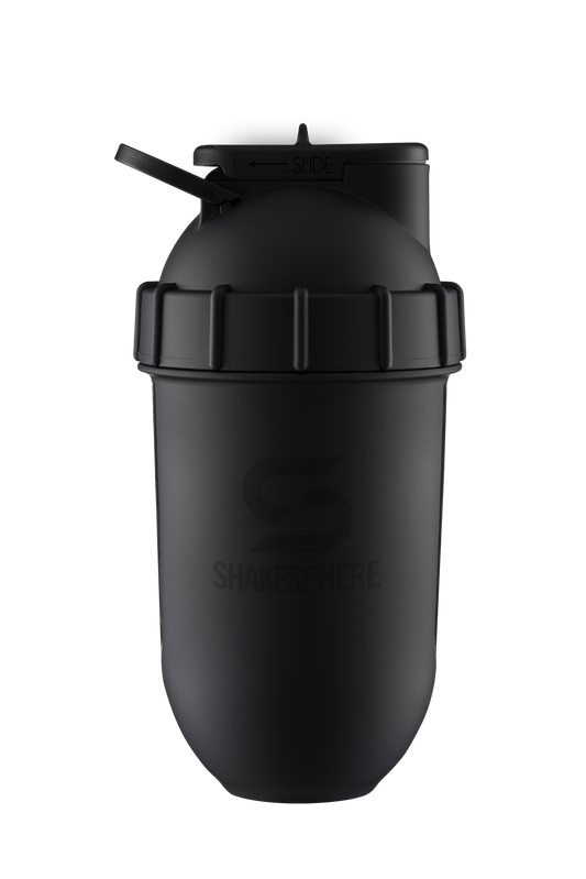 ShakeSphere Tumbler View - Matte Black with black window, black logo