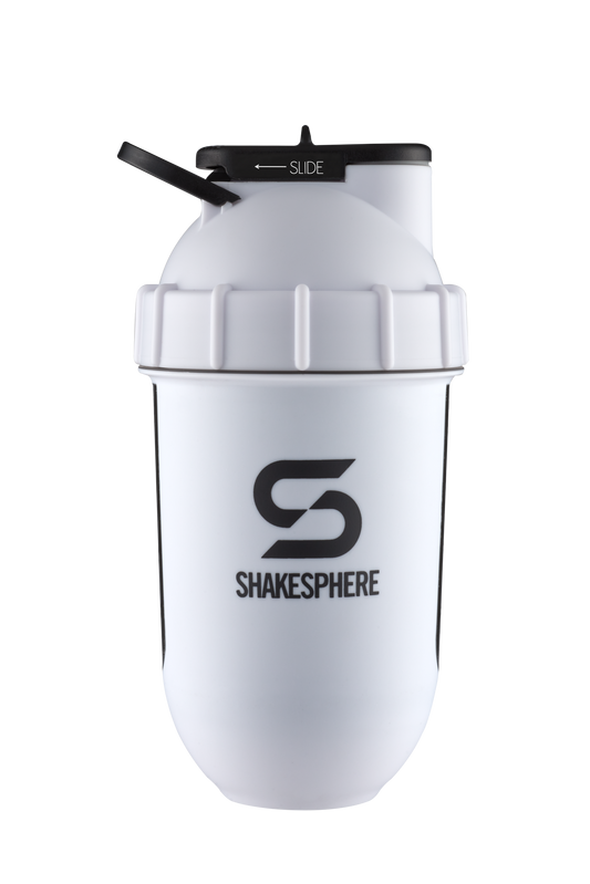 ShakeSphere Tumbler View - Matte White with black window, black logo