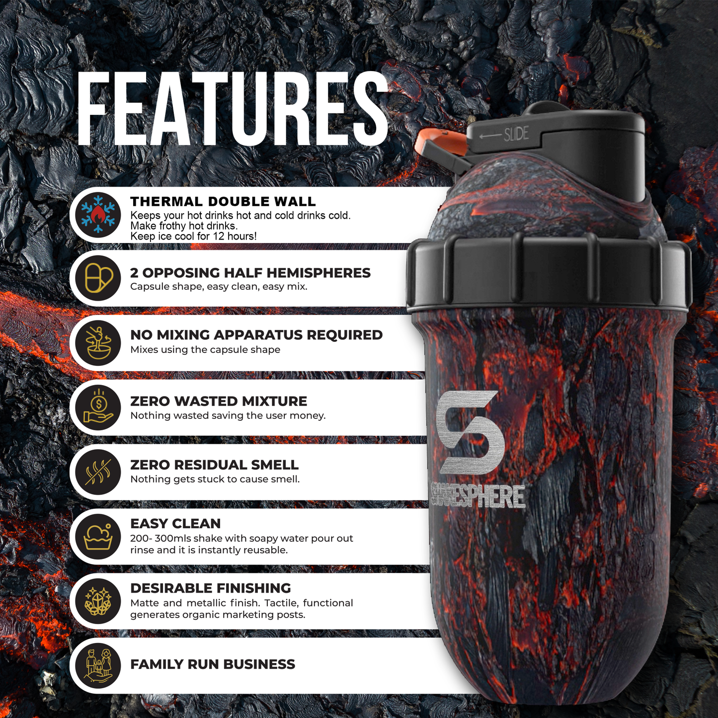 ShakeSphere Tumbler Steel - Lava