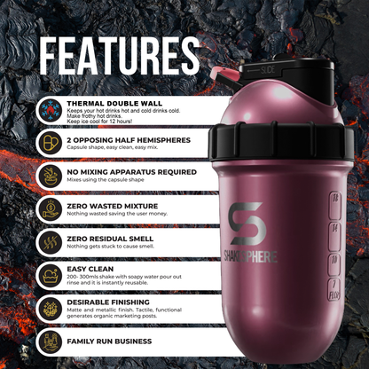 ShakeSphere Tumbler Steel - Rose Gold with black logo