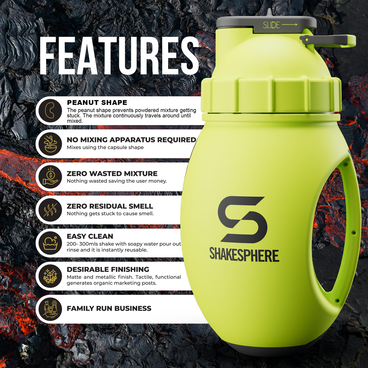 ShakeSphere Mixer Jug - Fluorescent Yellow