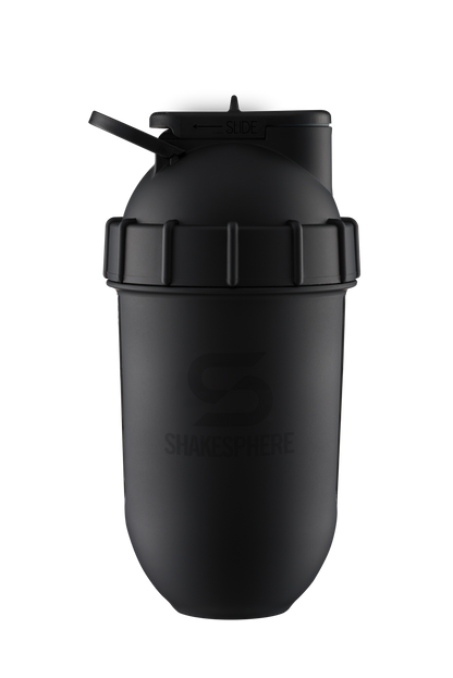 ShakeSphere Tumbler View - Matte Black with black window, black logo