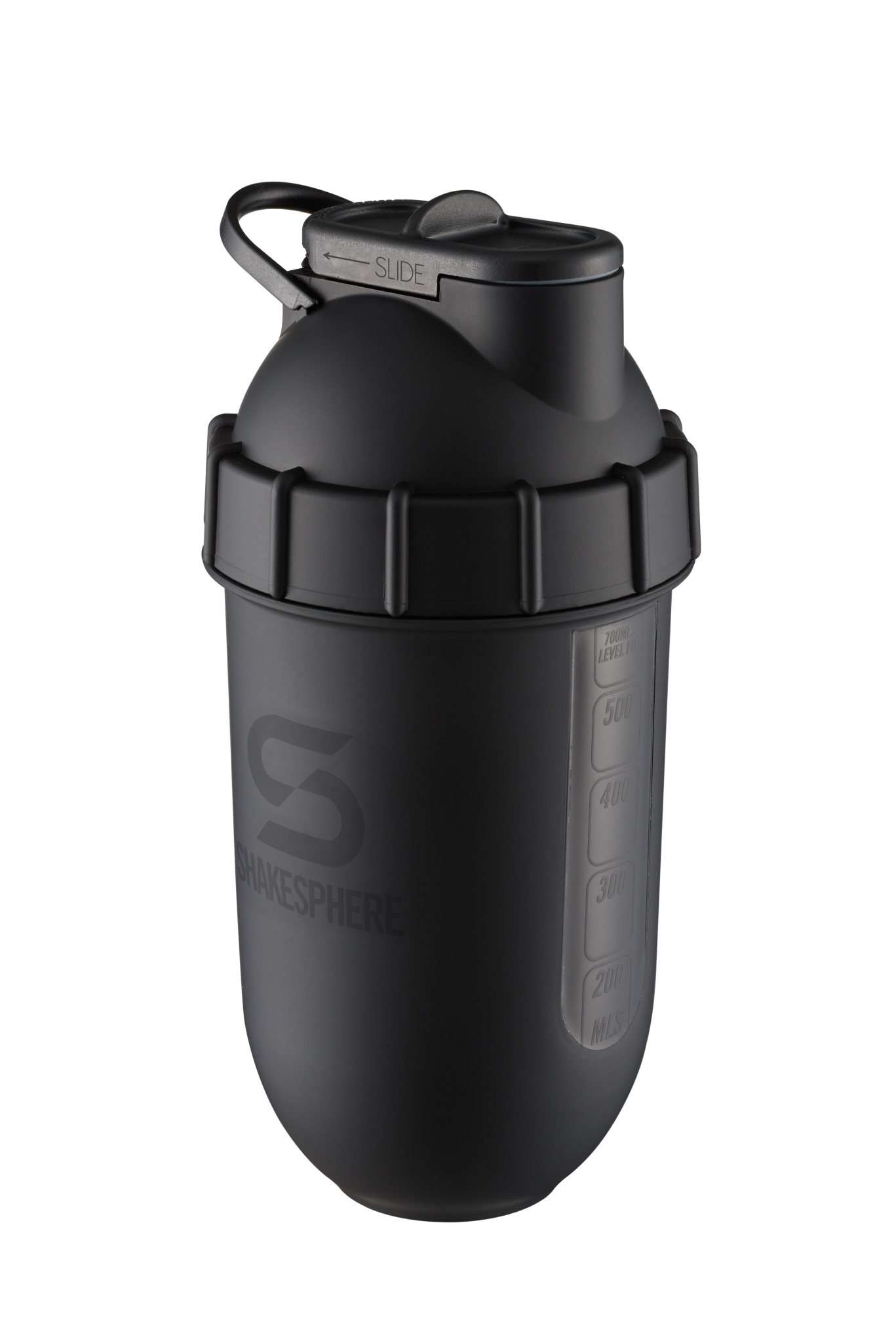 ShakeSphere Tumbler View - Matte Black with black window, black logo